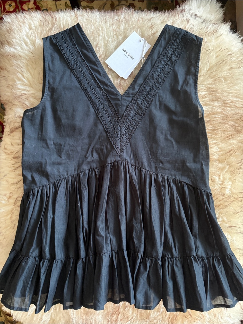 Merlette Sleeveless Black V-Neck Sedna Top